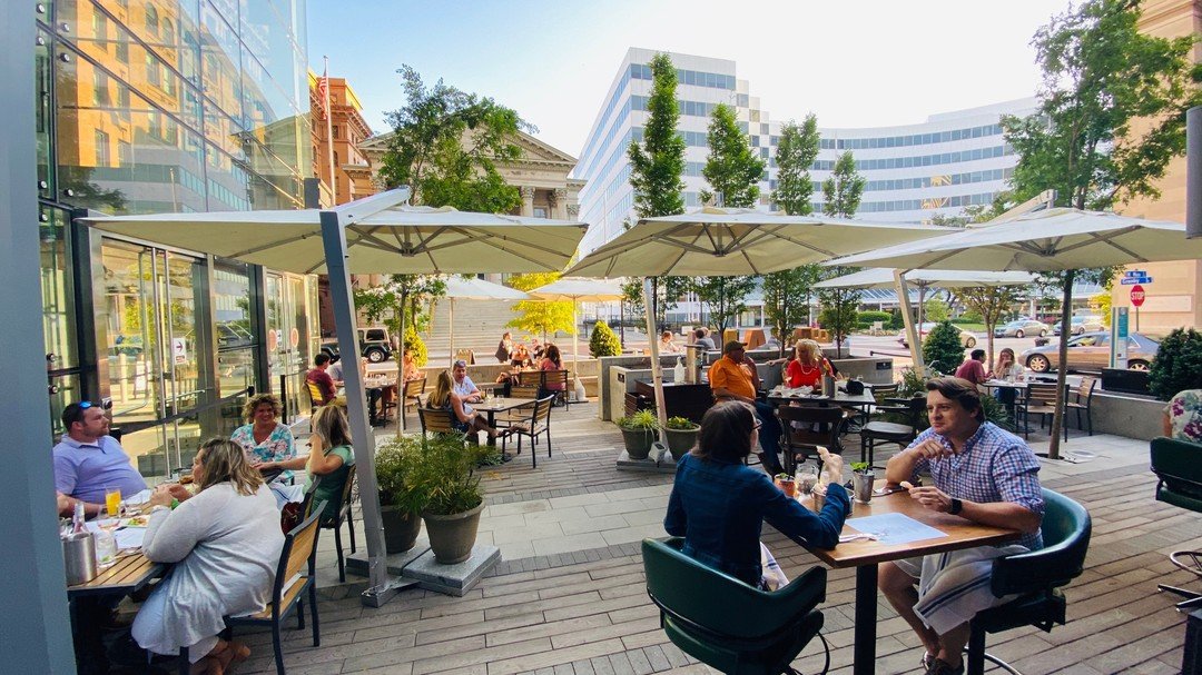 Outdoor dining at Saltine in Downtown Norfolk. 